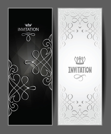 Black and white invitation vintage cardsのイラスト素材