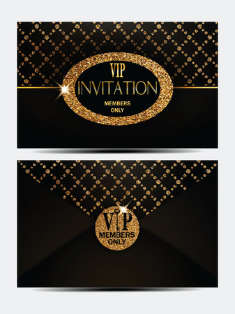 VIP gold and black vintage envelope front and back sidesの写真素材