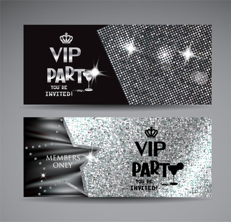 Horizontal silver Vip cards. Vector illustrationのイラスト素材