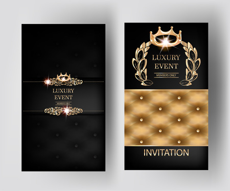 Luxury vertical elegant vintage banners with leather texture and floral design elements. Vector illustrationのイラスト素材