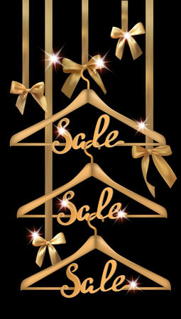 Sale banner with gold hangersのイラスト素材