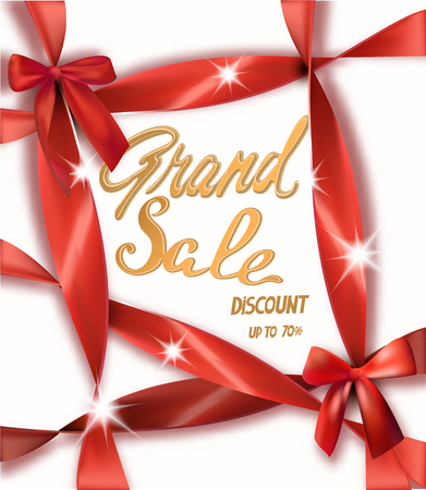 Sale banner with red ribbonsのイラスト素材
