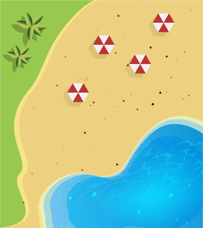 Cartoon background with beach. View above. Vector illustrationのイラスト素材