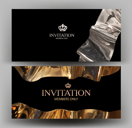 VIP card with gold curved element. Vector illustrationのイラスト素材