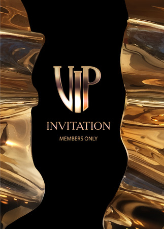 Vip invitation with golden metallic elements. Vector illustrationのイラスト素材