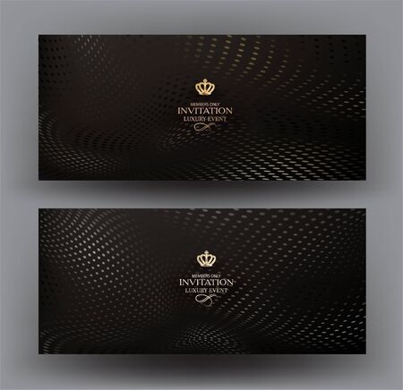 VIP invitation cards with halftone effect background. Vector illustrationのイラスト素材