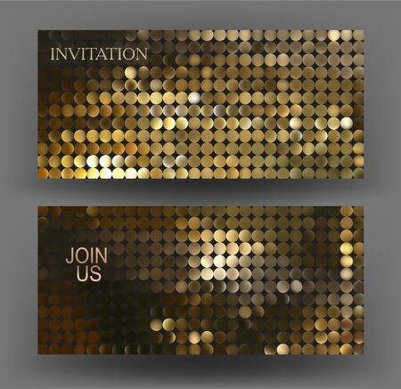 Shiny beautiful vip cards made with gold circles. Vector illustrationのイラスト素材