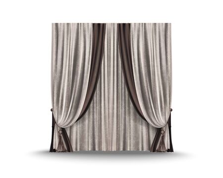 Beautiful curtains with floral pattern. Vector illustrationのイラスト素材