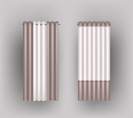 Different options of curtains with eyelets. Vector ilustrationのイラスト素材