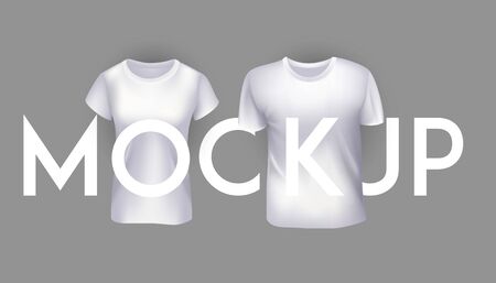Female and male t-shirt mockups. Vector illustrationのイラスト素材