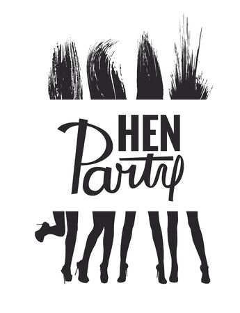Hen Party banner with silhouettes of dancing girls. Vector illustrationのイラスト素材