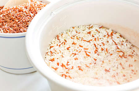 Oganic rice cookingの写真素材