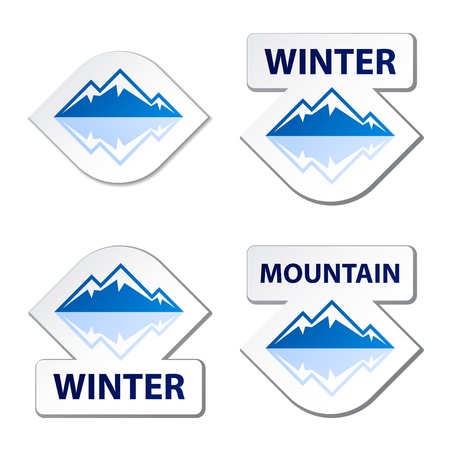 vector winter blue mountain stickersのイラスト素材