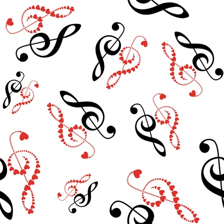 hearts violin clef seamlessのイラスト素材