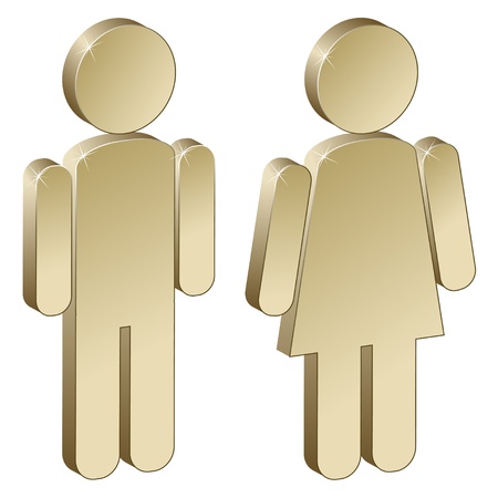 3d metallic male femaleのイラスト素材