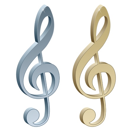 3d metallic violin clefsのイラスト素材