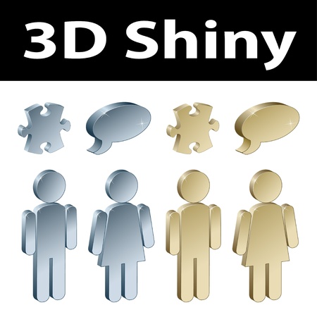 vector 3d metallic signsのイラスト素材