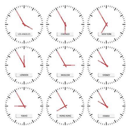 vector clock faces - timezones