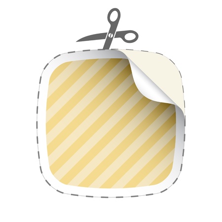vector scissors cutting striped stickerのイラスト素材