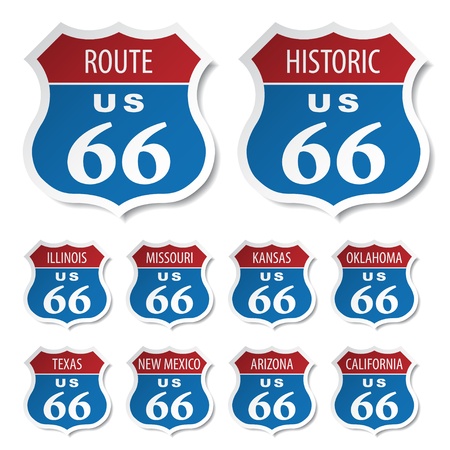vector route 66 colored stickersのイラスト素材