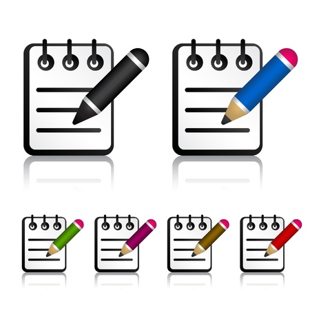 vector notepad with pencil iconsのイラスト素材