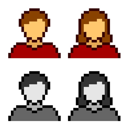 vector pixel male female avatar iconsのイラスト素材
