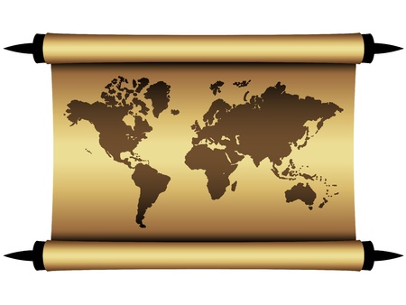 Vector parchment world mapのイラスト素材