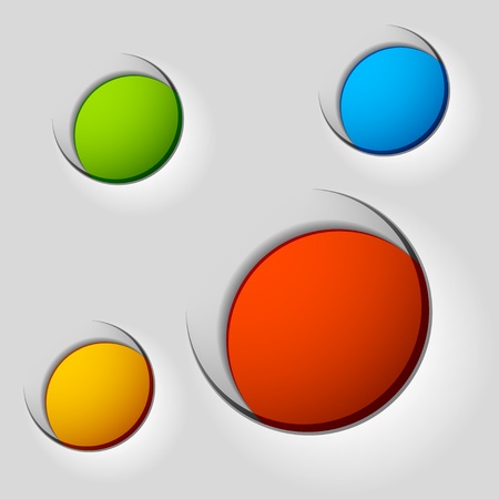 vector blank round labels attached on paperのイラスト素材