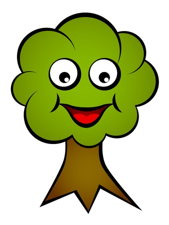 vector cartoon smiling face treeのイラスト素材