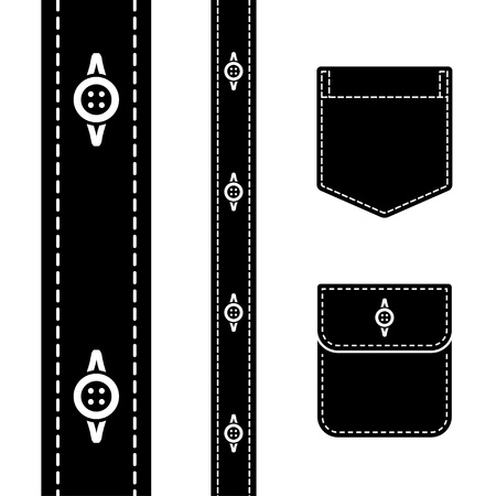 vector shirt button pocket black silhouetteのイラスト素材