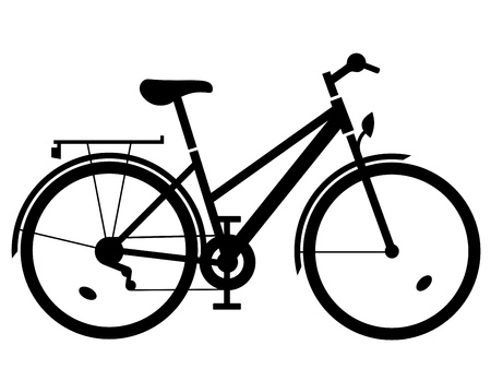 lady bike black silhouetteのイラスト素材