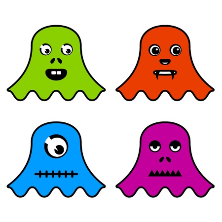 vector cute ghost monstersのイラスト素材