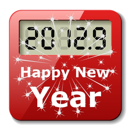 happy new year digital number iconのイラスト素材