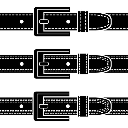 vector buckle quilted belt black symbolsのイラスト素材