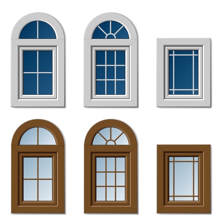vector plastic windows white brownのイラスト素材