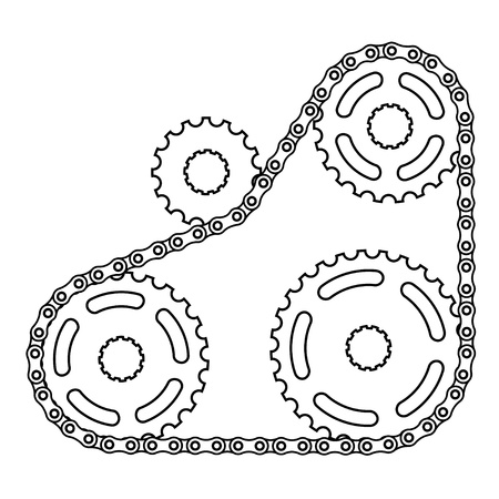 vector industrial chain sprocket silhouetteのイラスト素材