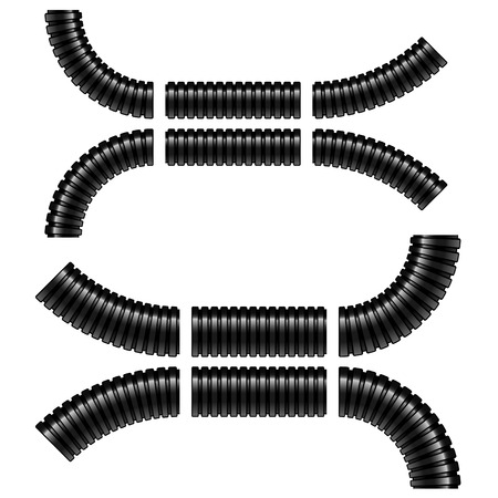 black corrugated flexible tubesのイラスト素材