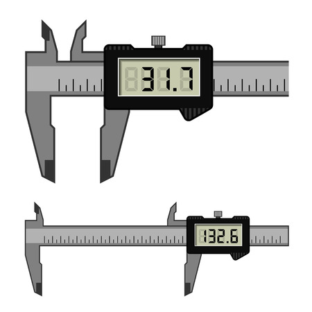 vector LCD electronic digital caliper micrometer gauge vernierのイラスト素材