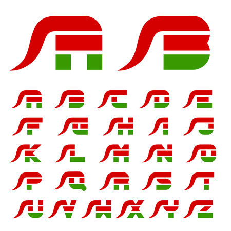 vector flame hot chilli pepper font alphabet lettersのイラスト素材