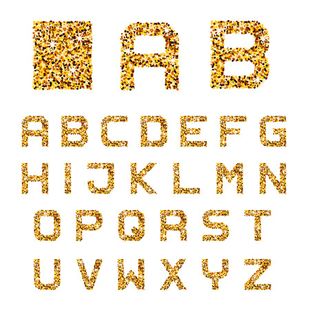 golden sparkles alphabet font lettersのイラスト素材