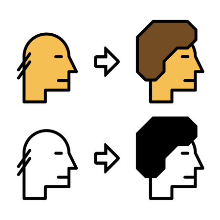 growth hair icons before and afterのイラスト素材