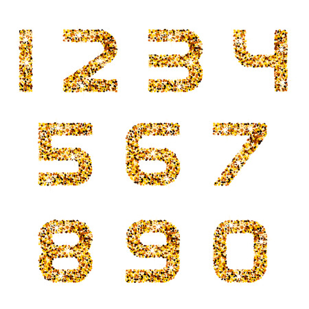 golden sparkles font numbersのイラスト素材