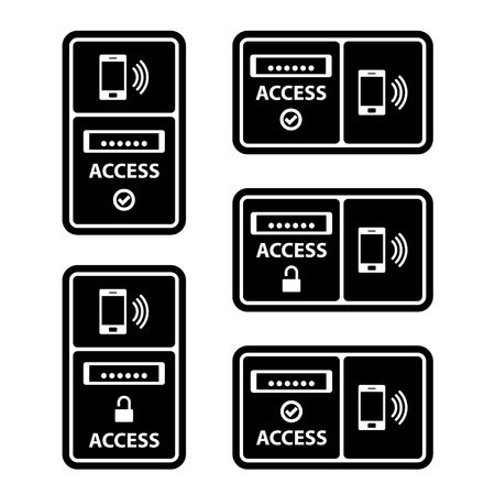 vector smartphone nfc access panel black symbolのイラスト素材