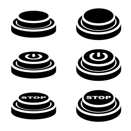 vector start stop knob button black symbolsのイラスト素材