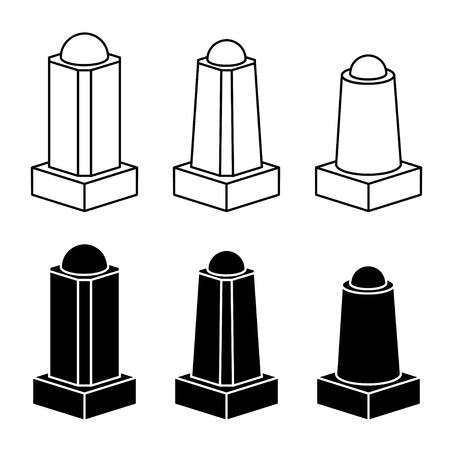 vector 3d modern concrete bollard black symbolsのイラスト素材