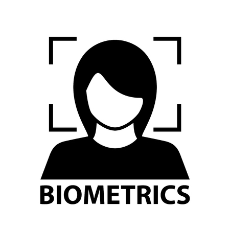 biometrics face recognition black symbol.のイラスト素材