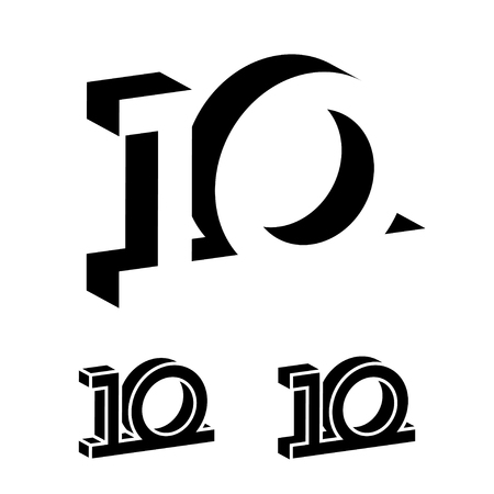3d black 10 years number vector.のイラスト素材