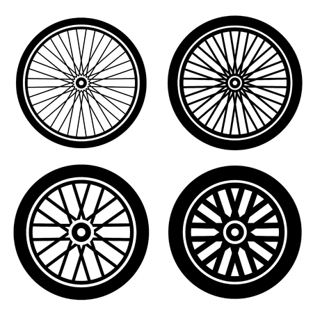 Bike wheels black silhouette vectorのイラスト素材