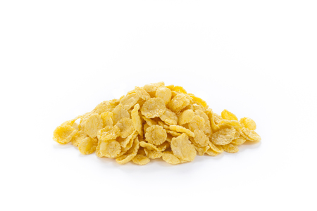 Corn Flakes Isolated Top View on White Backgroundの写真素材