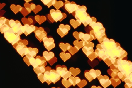 pattern of heart bokeh light abstract at night timeの写真素材